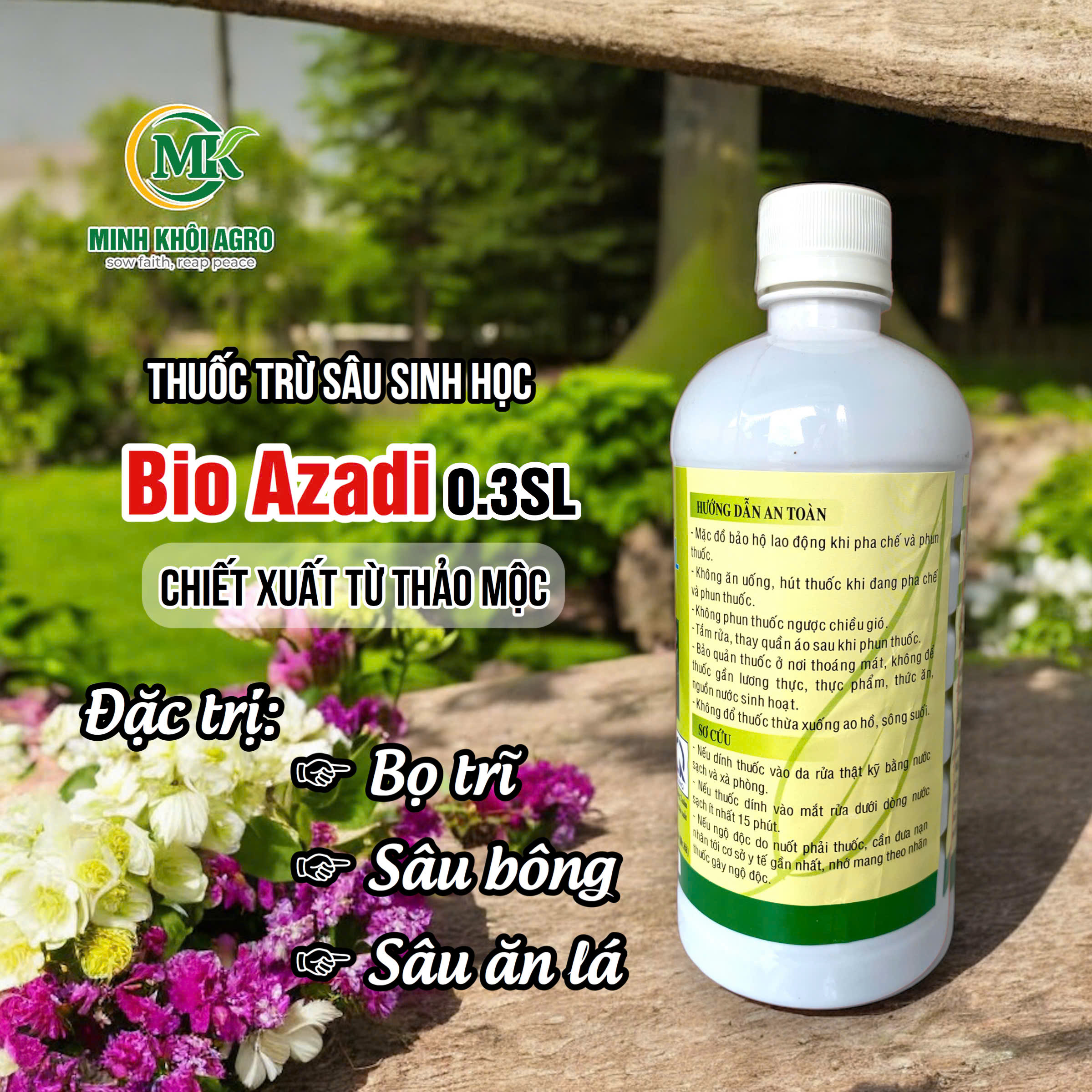 Thuốc trừ sâu gốc thảo mộc Bio Azadi 0.3SL - Chai 400ml